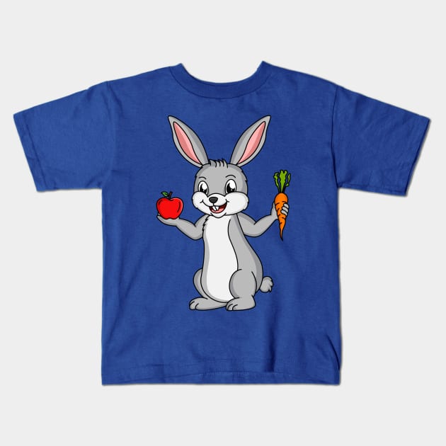 Cute bunny rabbit with vegetables cartoon Kids T-Shirt by Cartoons of fun